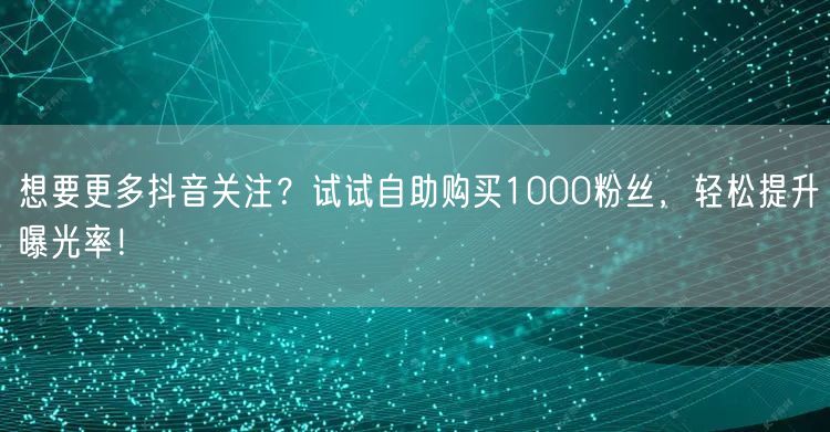 想要更多抖音关注？试试自助购买1000粉丝，轻松提升曝光率！